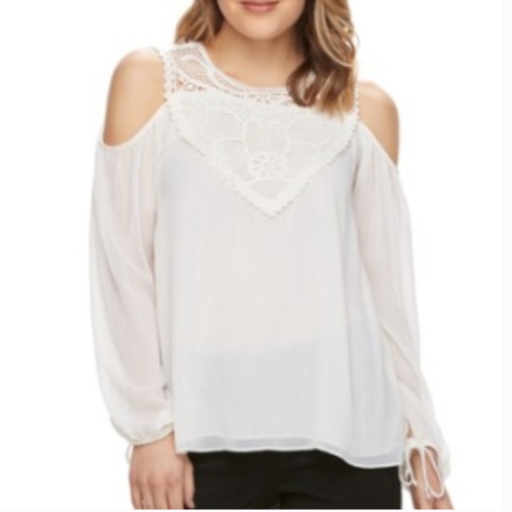 DISNEY BEAUTY AND THE BEAST White Cold Shoulder Blouse S